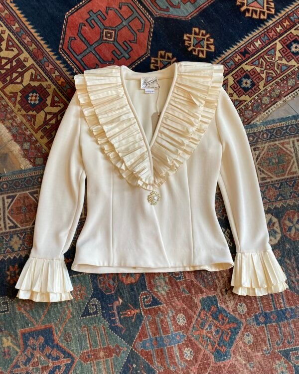 1980s Susan by Night Dramatic Ruffle Collar Vintage Jacket. UK 12.