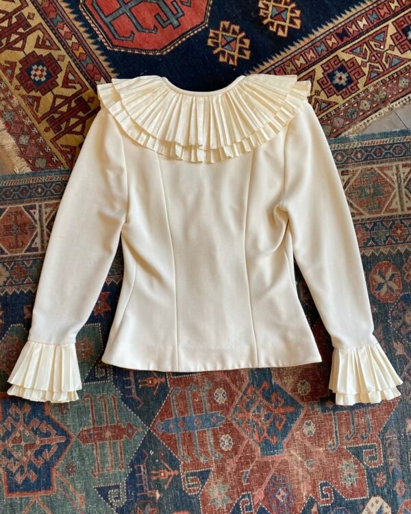 1980s Susan by Night Dramatic Ruffle Collar Vintage Jacket. UK 12. - Image 6