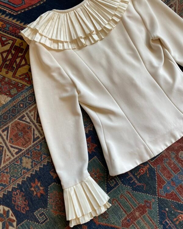 1980s Susan by Night Dramatic Ruffle Collar Vintage Jacket. UK 12. - Image 7