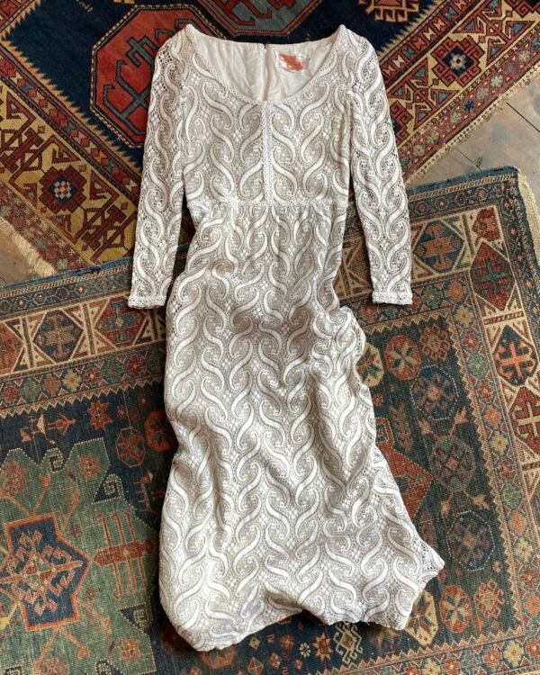 1960s Can Can of London Lace Overlay Vintage Maxi Dress. UK 6-8.