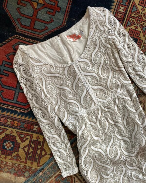 1960s Can Can of London Lace Overlay Vintage Maxi Dress. UK 6-8. - Image 3