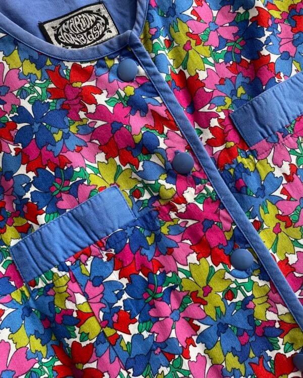 1970s/80s Marion Donaldson Bright Cotton Floral Vintage Dress. UK 12 to 14. - Image 5
