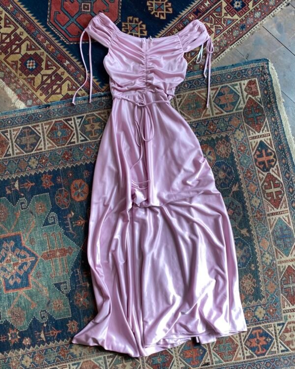 1970s JC Penny Lilac Slinky Vintage Maxi Dress. UK 6/XS.
