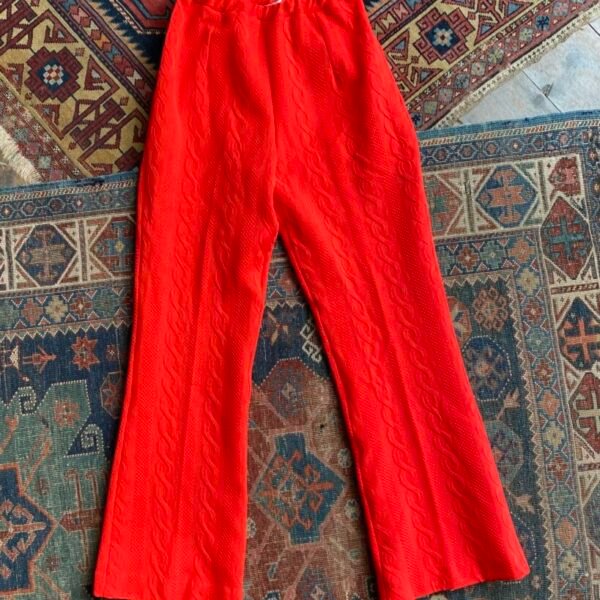 1970s Butte Knit High Waist Cable Pattern Vintage Flares. UK 8-10.