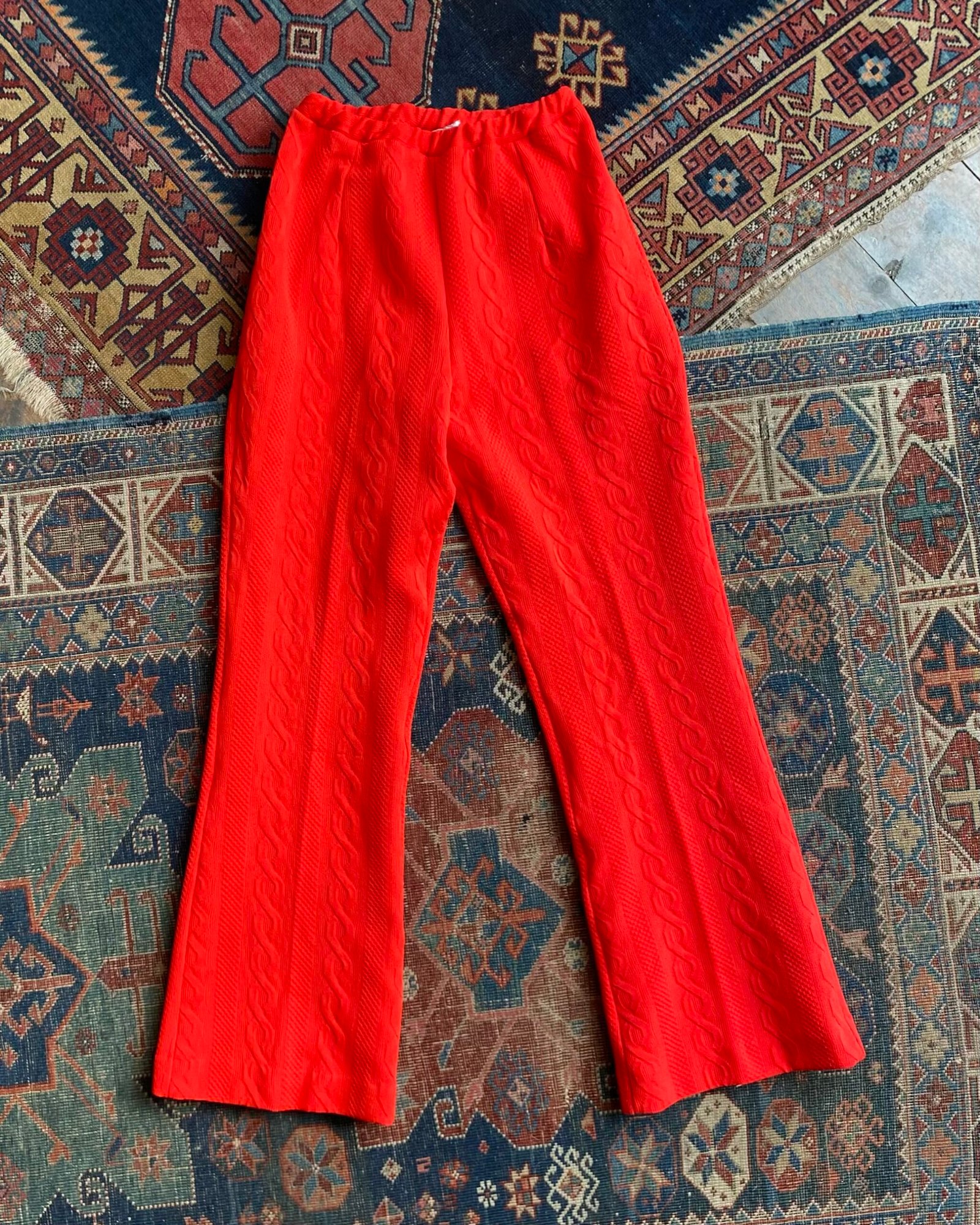 1970s Butte Knit High Waist Cable Pattern Vintage Flares. UK 8-10.