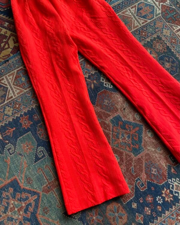 1970s Butte Knit High Waist Cable Pattern Vintage Flares. UK 8-10. - Image 2