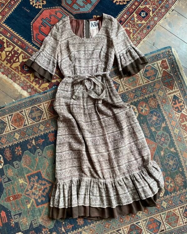 1970s Kati at Laura Phillips Lacy Floral Print Vintage Maxi Dress. UK 10.