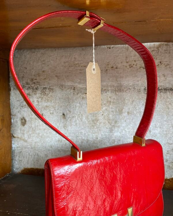 1960s Koret Poppy Red Patent Leather Vintage Bag. - Image 4