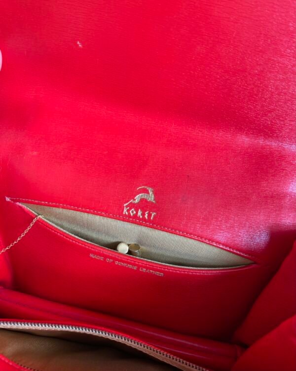 1960s Koret Poppy Red Patent Leather Vintage Bag. - Image 7