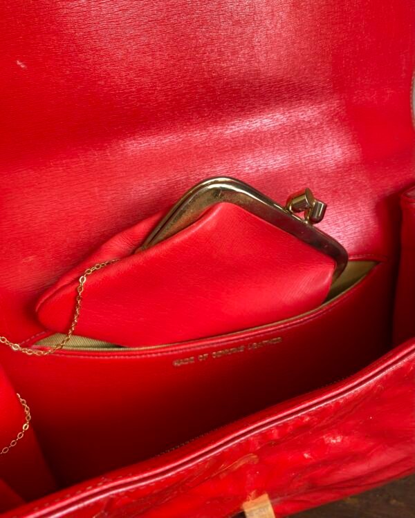 1960s Koret Poppy Red Patent Leather Vintage Bag. - Image 6