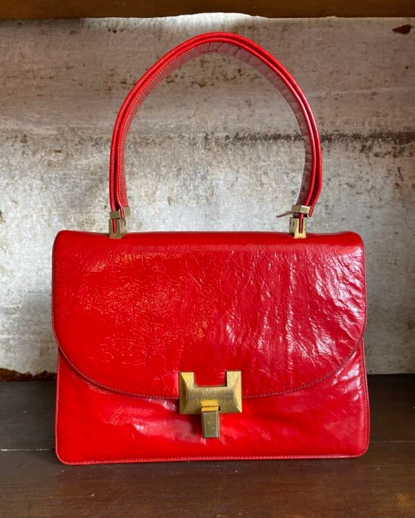 1960s Koret Poppy Red Patent Leather Vintage Bag.