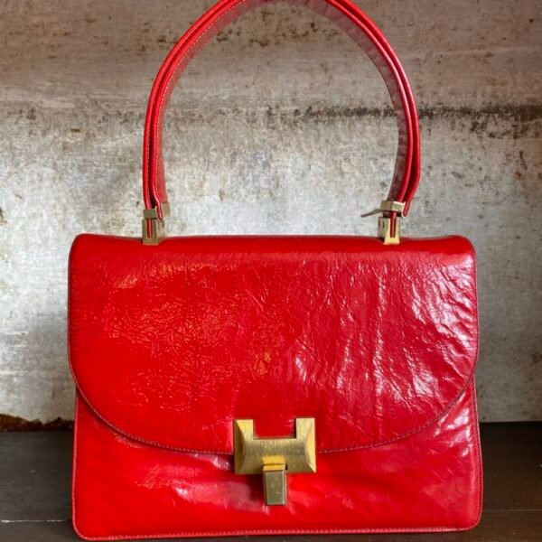 1960s Koret Poppy Red Patent Leather Vintage Bag.