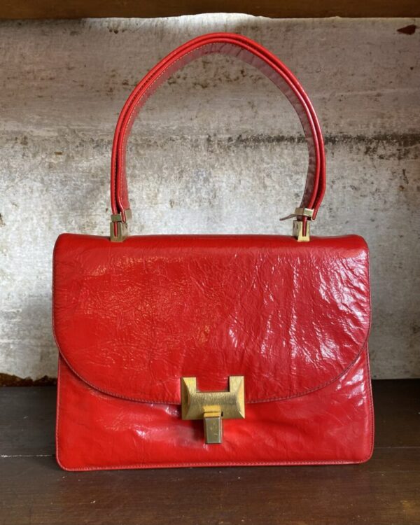 1960s Koret Poppy Red Patent Leather Vintage Bag.