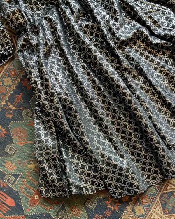 1970s Disco Lurex Jacquard Vintage Maxi Dress. UK 12 to 14. - Image 2