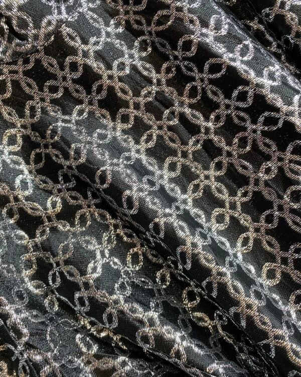 1970s Disco Lurex Jacquard Vintage Maxi Dress. UK 12 to 14. - Image 4