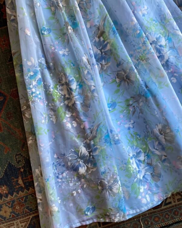 1970s Floaty Painterly Floral Vintage Maxi Dress. UK 6-8. - Image 3