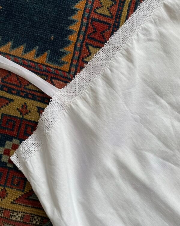 Antique French Cotton Lace Trim Vintage Chemise. Small/UK 8-10. - Image 2