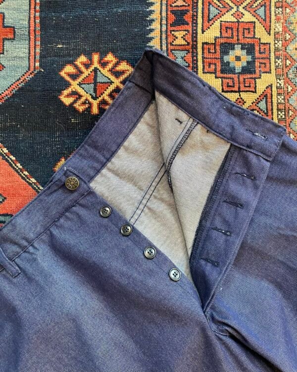 Vintage French Workwear Indigo Denim Trousers. 34” W/31” L. - Image 7