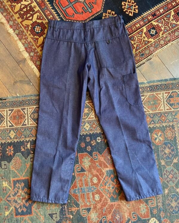 Vintage French Workwear Indigo Denim Trousers. 34” W/31” L.