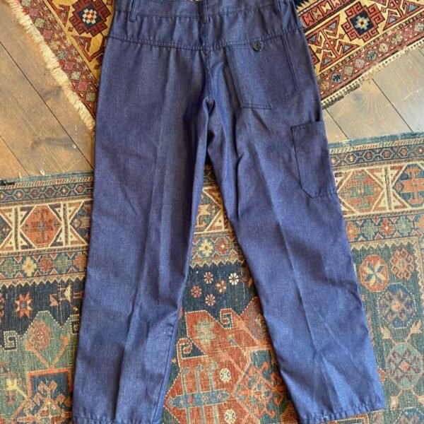 Vintage French Workwear Indigo Denim Trousers. 34” W/31” L.