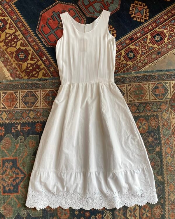 Antique French Cotton & Silk Broderie Anglaise Chemise. UK 6.