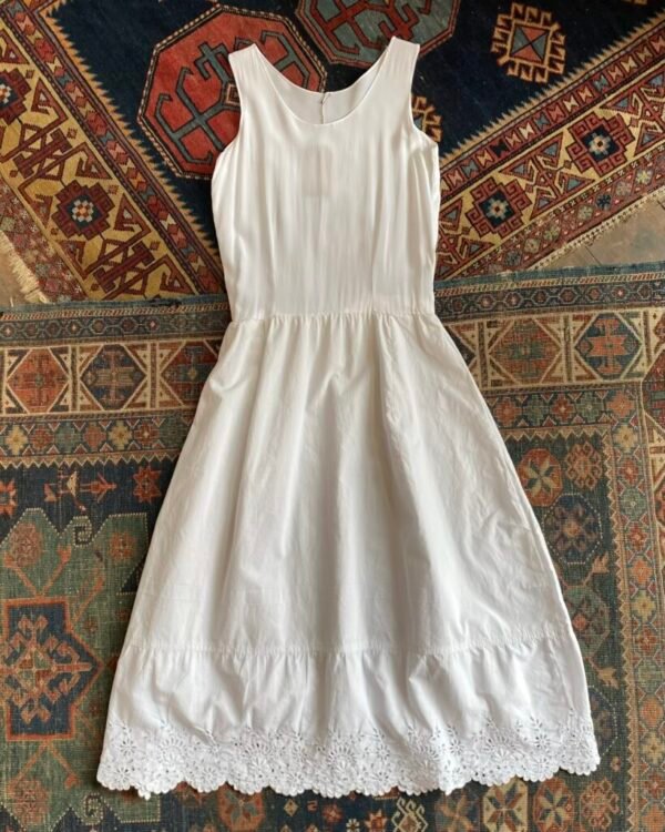 Antique French Cotton & Silk Broderie Anglaise Chemise. UK 6.
