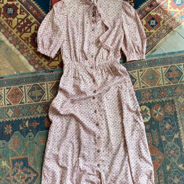 1940s/50s Fine Floral Cotton Button Front Vintage Tea Dress. UK 8.