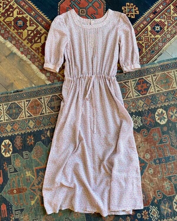 1970s Fine Floral Gauze Handmade Vintage Tea Dress. UK 10.