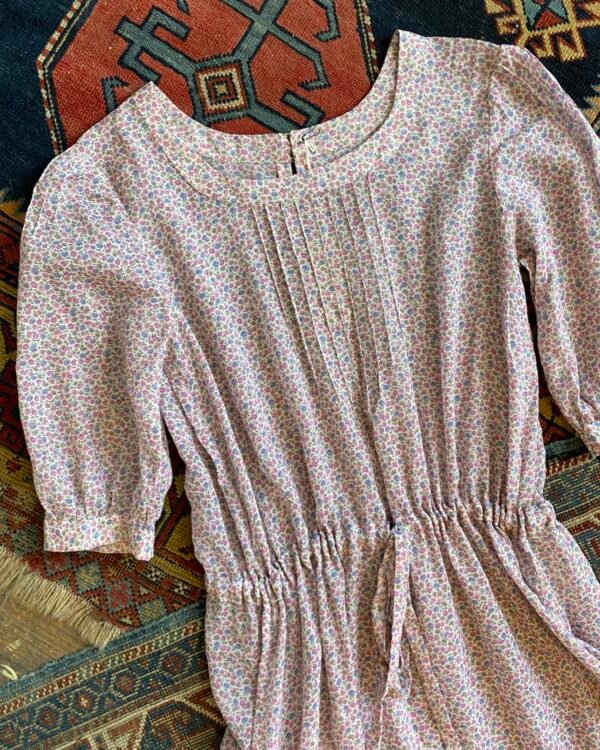 1970s Fine Floral Gauze Handmade Vintage Tea Dress. UK 10. - Image 4