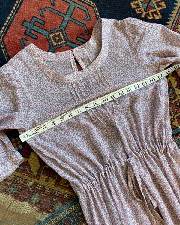 1970s Fine Floral Gauze Handmade Vintage Tea Dress. UK 10. - Image 7