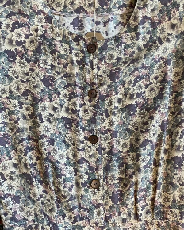 1980s Garden Florals Button Front Maxi Vintage Tea Dress. UK 12. - Image 5