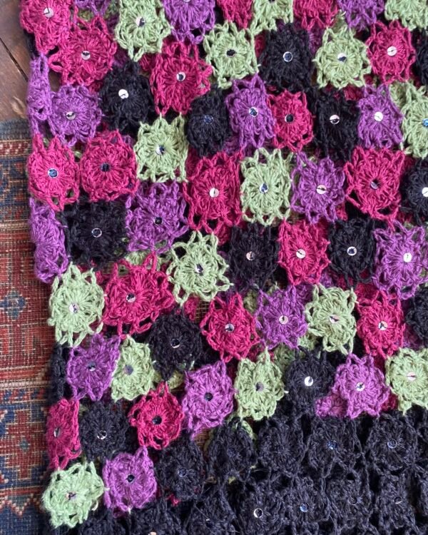 1970s Handmade Vintage Crochet Dress. UK 10. - Image 2