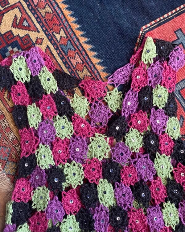 1970s Handmade Vintage Crochet Dress. UK 10. - Image 3
