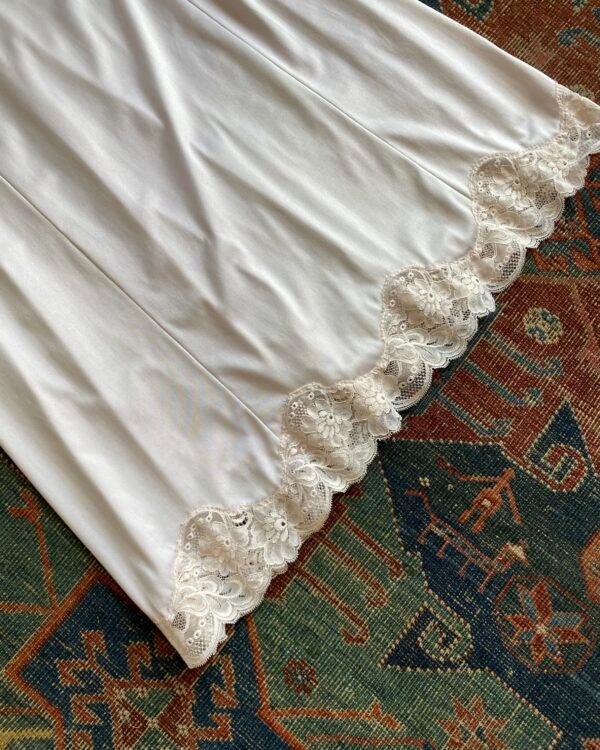 1980s Solfin Pale Oyster Pink Lace Trim Vintage Slip Dress. UK 10. - Image 2