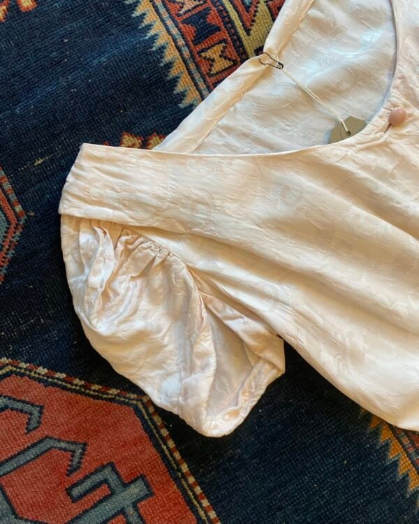 1950s Pale Pink Brocade Vintage Maxi dress. UK 12. - Image 3