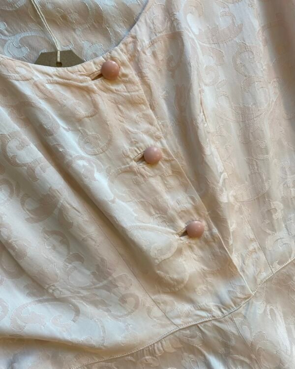 1950s Pale Pink Brocade Vintage Maxi dress. UK 12. - Image 4