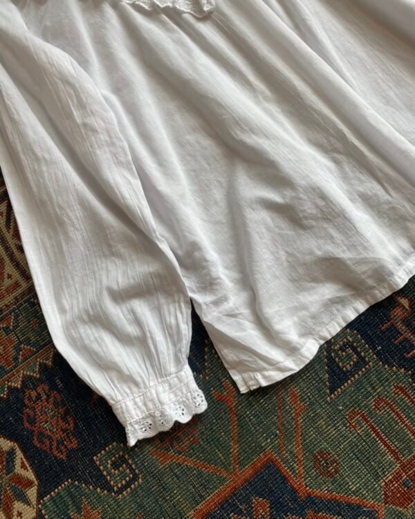 1970s Vintage Prairie Style French Cotton Blouse. UK 12. - Image 2