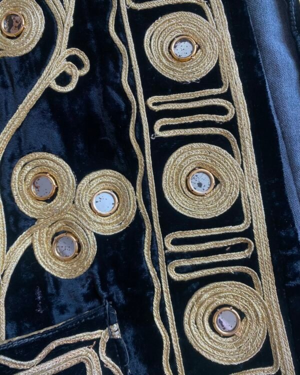 Vintage Afghan Mirror Detail Velvet Waistcoat. Size Medium. - Image 3