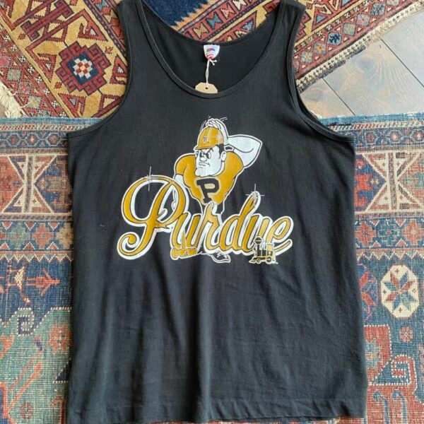 1990s Purdue Chest Print Vintage Tank Top. Made in USA. Size Large.