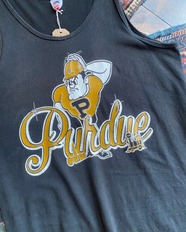 1990s Purdue Chest Print Vintage Tank Top. Made in USA. Size Large. - Image 2