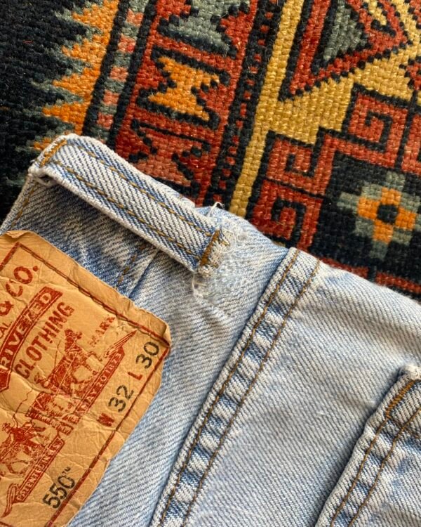 Levi’s 550 Bleach Wash Distressed & Repaired Jeans. 32” W/30” L. - Image 12