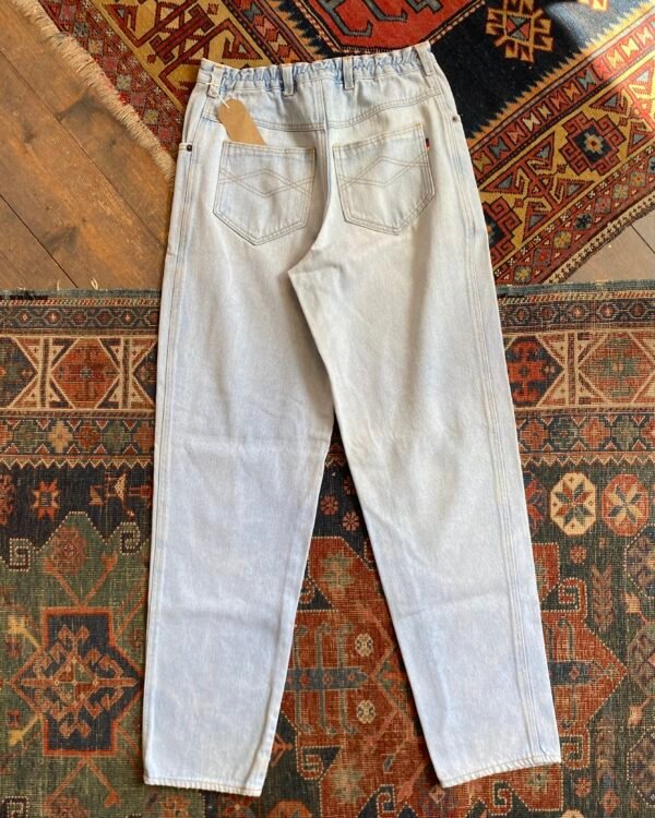 1980s Bleachwash Tapered Leg Loose Fit Vintage Jeans. 28”W/UK 10. - Image 3