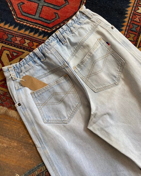 1980s Bleachwash Tapered Leg Loose Fit Vintage Jeans. 28”W/UK 10. - Image 2
