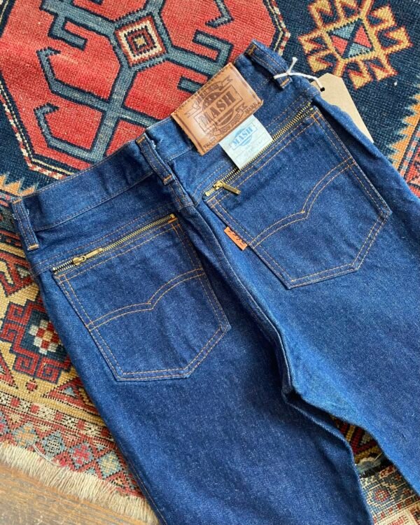1980s Mash Indigo Denim Straight Leg Vintage Jeans. 25”W/36”L/UK 6. - Image 4
