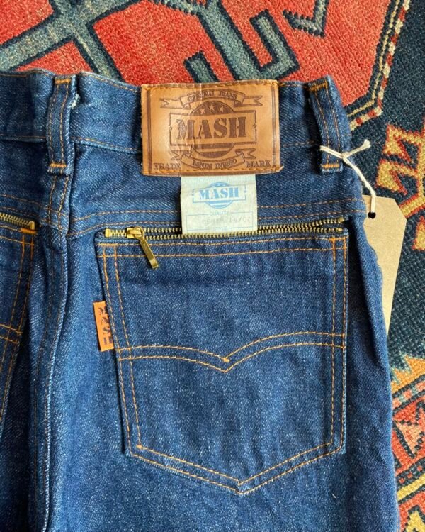 1980s Mash Indigo Denim Straight Leg Vintage Jeans. 25”W/36”L/UK 6. - Image 5