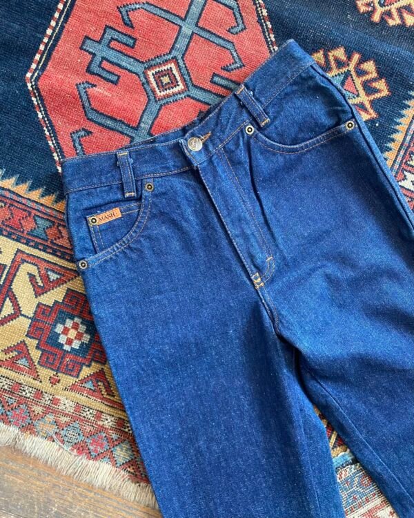 1980s Mash Indigo Denim Straight Leg Vintage Jeans. 25”W/36”L/UK 6. - Image 2