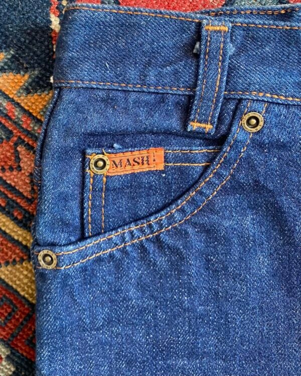 1980s Mash Indigo Denim Straight Leg Vintage Jeans. 25”W/36”L/UK 6. - Image 3