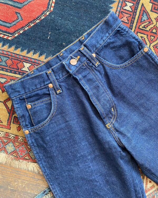 1980s Vintage Wrangler Dark Wash Slim Fit Jeans. 26”W/34”L/ UK 6. - Image 5