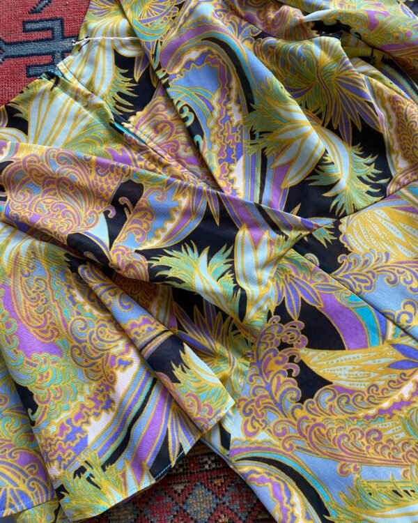 1970s Psychedelic Floral Flutter Sleeve Wide Leg Vintage Jumpsuit. UK 8-10. - Image 4