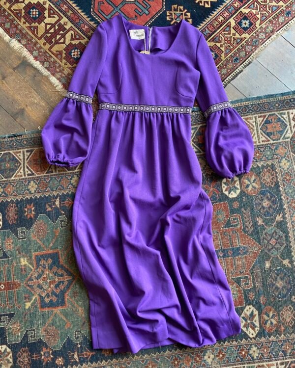 1960s/Early 70s Lewis Barnett Medieval Revival Vintage Maxi Dress. UK 12.